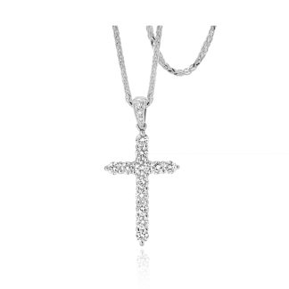White gold Diamond claws Cross PendantWhite gold diamond cross