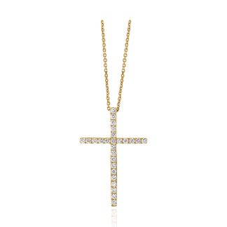 Diamond Cross Single Row SettingGold cross pendant diamonds
