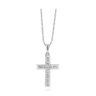 Diamond Cross with Large Diamond in the CentreWhite gold diamond cross