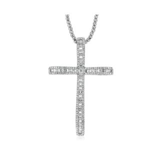 White Gold Round Diamond CrossWomen cross pendant white gold