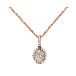 Oval Diamond Cluster Pendant with HaloOval Diamond Cluster Pendant with Halo
