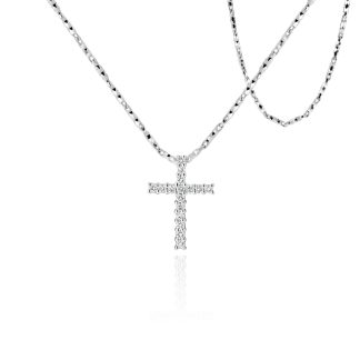 Brilliant Cut Diamond Crosswhite gold cross pendant