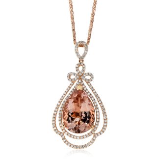 Rose Gold Diamonds and Morganite PendantRose Gold Diamonds and Morganite Pendant