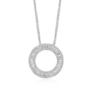 Circle shaped Baguette and round diamond pendantBaguette and Round Diamond O Pendant