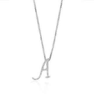 White Gold Diamond Letter A pendantInitial A Necklace wtih Diamonds