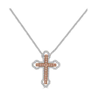 Two Tone Diamond CrossDiamond Cross Pendant