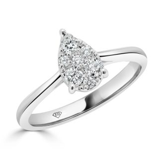 Diamond Pear Shape Cluster RingRound Diamond Engagement Ring