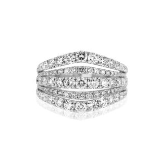 5 Row White Gold RingRound Diamond Dress Ring