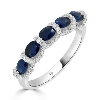 Oval Sapphire with Bezel Pavé DiamondsOval Blue Sapphire and Diamond Ring
