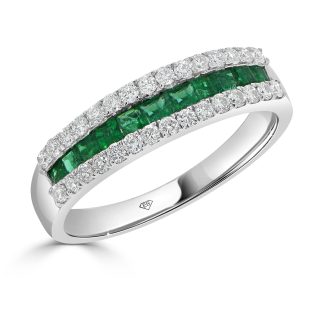 Princess emeralds and diamonds bandEmerald Dress Ring