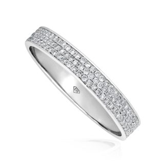 3 Row White Gold Diamond RingRound Diamond Wedding Band in Gold