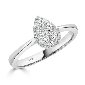 Pear Shape Diamond Cluster Ring With Delicate HaloRound Diamond Cluster Engagement Ring