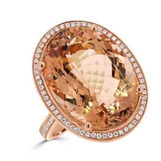Oval Morganite Ring with Round Diamond HaloMorganite Ring