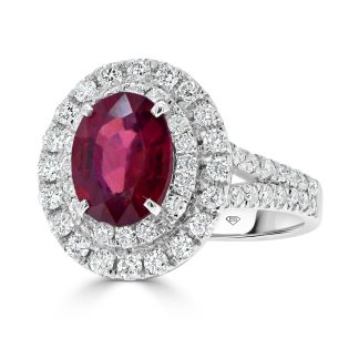 Oval ruby double haloRuby Engagment Rings