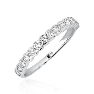 White Gold Invisible Bezel Setting Wedding BandRound Diamond Wedding Band in Gold