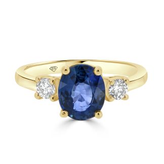 Oval Sapphire and diamonds trilogyOval Sapphire Engagement Ring