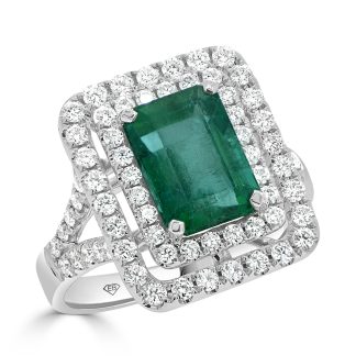 Emerald double haloEmerald Dress Ring