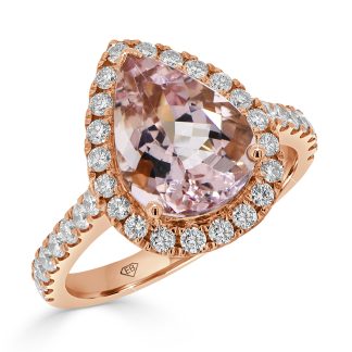 Rose Gold Pear Shaped Morganite RingMorganite Ring