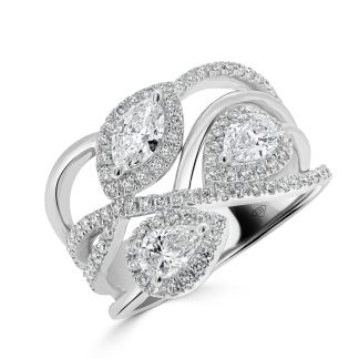 Marquise brilliant and Pear RingPear and Round Dress Ring