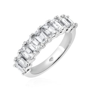 White Gold Emerald Cut Diamond RingDiamond wedding band