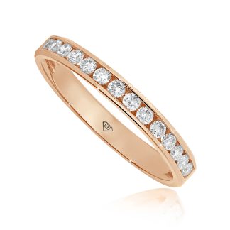Rose Gold Diamond Wedding BandRound Diamond Wedding Band in Gold