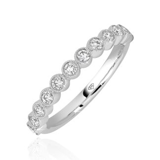 Milgrain Bezel Diamond BandRound Diamond Wedding Band in Gold