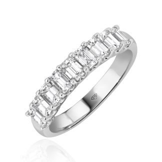 White Gold Diamond Ring with Emeralds cut DiamondsBaguette Diamond Wedding Band in Gold