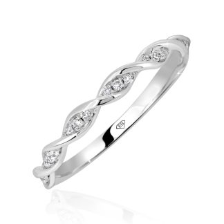 White Gold Diamond Ring with a Twisted Rope DesignRound Diamond Wedding Band in Gold