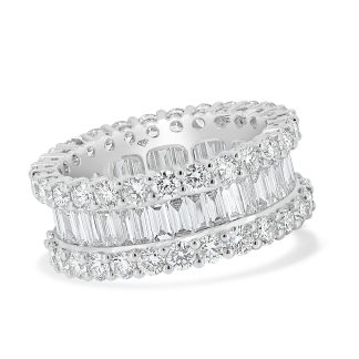 Round Brilliant and Baguette Cut Diamonds Eternity Love BandBaguette and Round Diamond Wedding Band