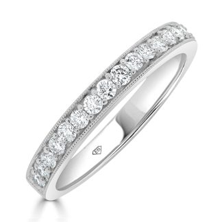 Milgrain Wedding Bandwhite gold and diamond wedding band