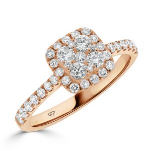 Diamond Cushion Shape Cluster Ring With Halo