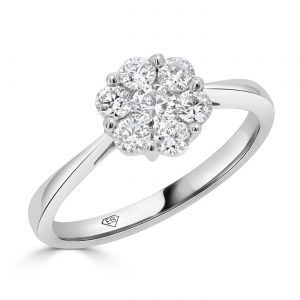 Diamond Flower Shape Cluster Ring