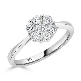 Diamond Flower Shape Cluster RingRound Diamond Cluster Engagement Ring