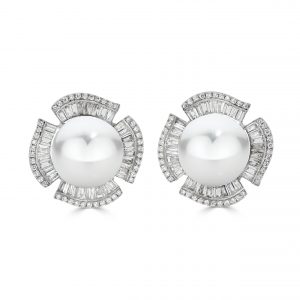 South sea pearls with baguette diamonds