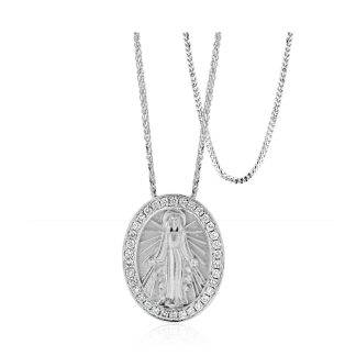 Mary medalion with diamond haloMother Mary Medallion with Diamonds