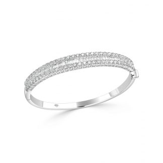 Baguette and Round Diamond BangleRound and Baguette Diamond Bangle in Gold