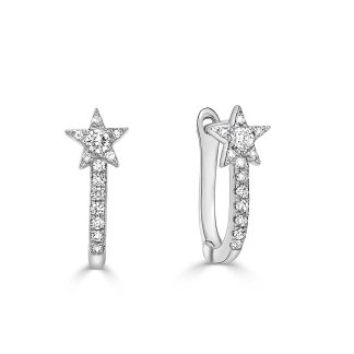 Star Shaped Diamond EarringsRound Diamond Star Hoop Earrings