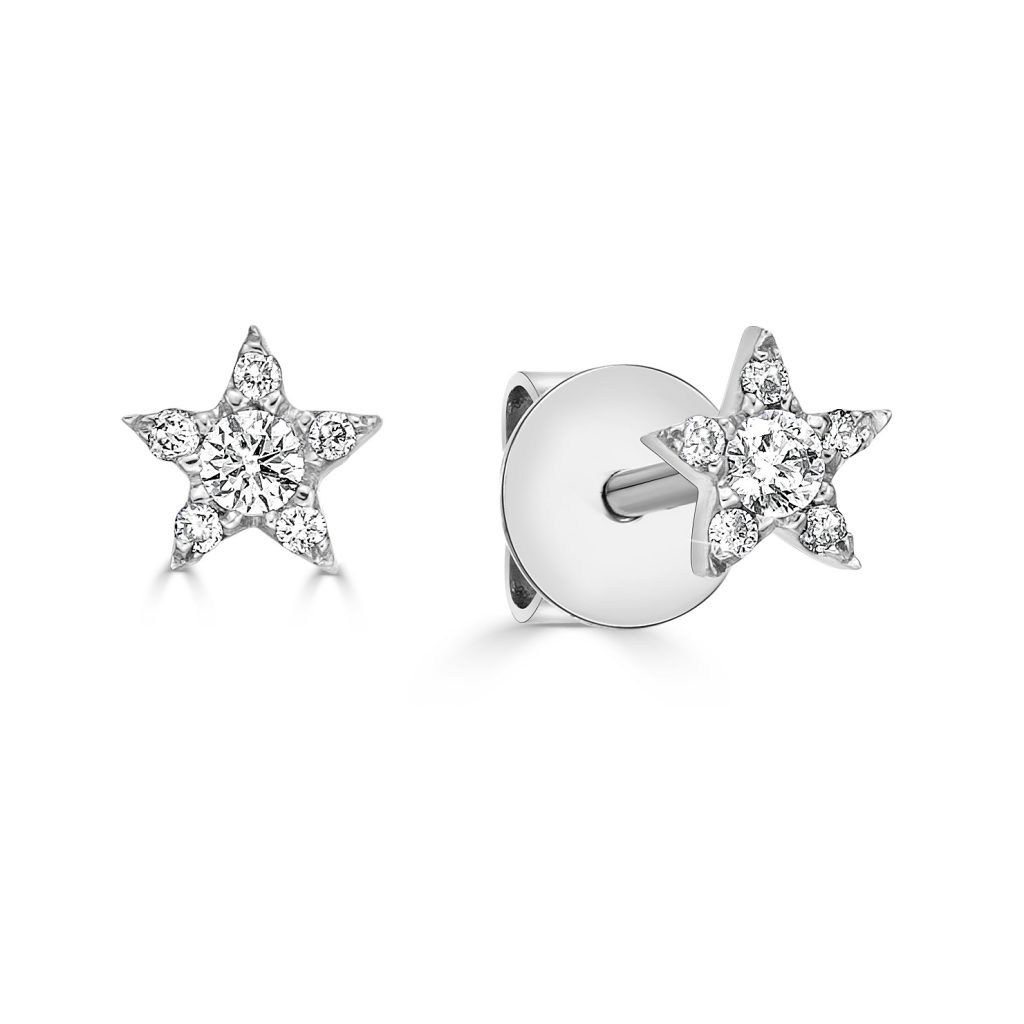 Round Diamond Star Stud Earrings