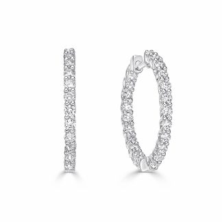 Half Flipped Brilliant Cut Diamond EarringsRound Diamond Hoop Earrings