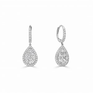 Pear Halo Drop Earrings