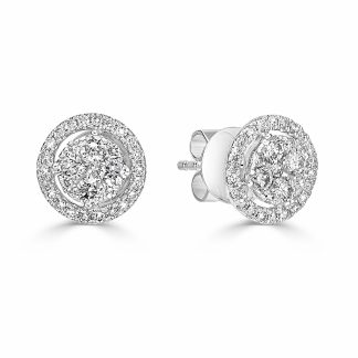 Round Brilliant Halo StudsRound Diamond Stud Earrings