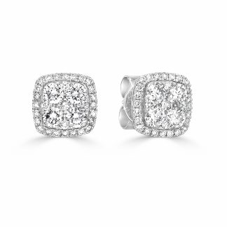 Cushion Halo Diamond Stud EarringsRound Diamond Stud Earrings