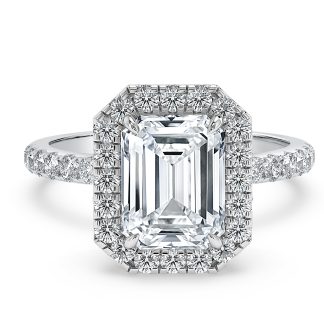 Antonella EmeraldEmerald Diamond Engagement Ring with Halo