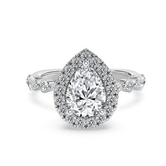 MARIANNA PEARPear Diamond Engagement Ring with Halo