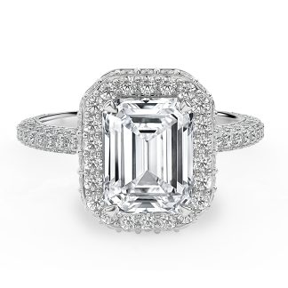 ROSETTA EMERALDEmerald Diamond Engagement Ring with Halo