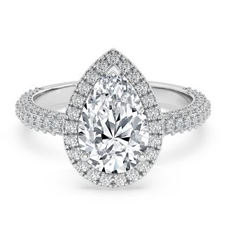 VERONICA PEARPear Diamond Engagement Ring with Halo
