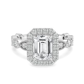 ERICA EMERALDEmerald Diamond Engagement Ring with Halo
