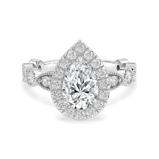 ERICA PEARPear Diamond Engagement Ring with Halo