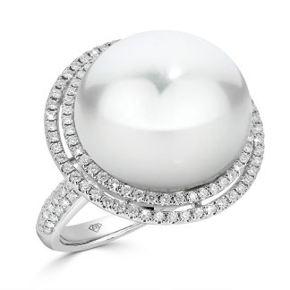 Pearl Double Halo Set In PavePearl Double Halo Set In Pave