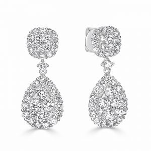 Cushion And Pear Drop Earrings